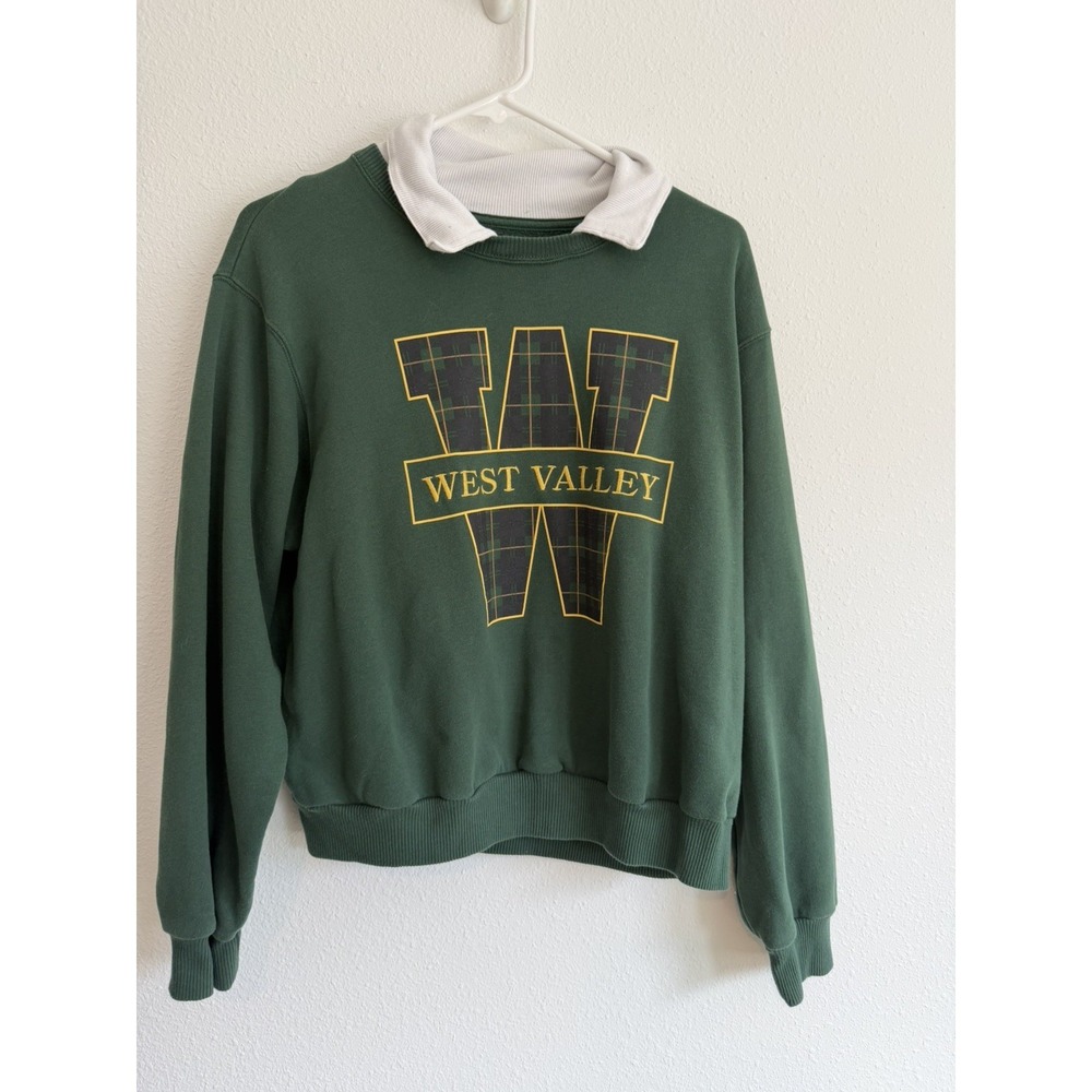Hollister West Valley Coast California Preppy Collar Sweatshirt Green Small